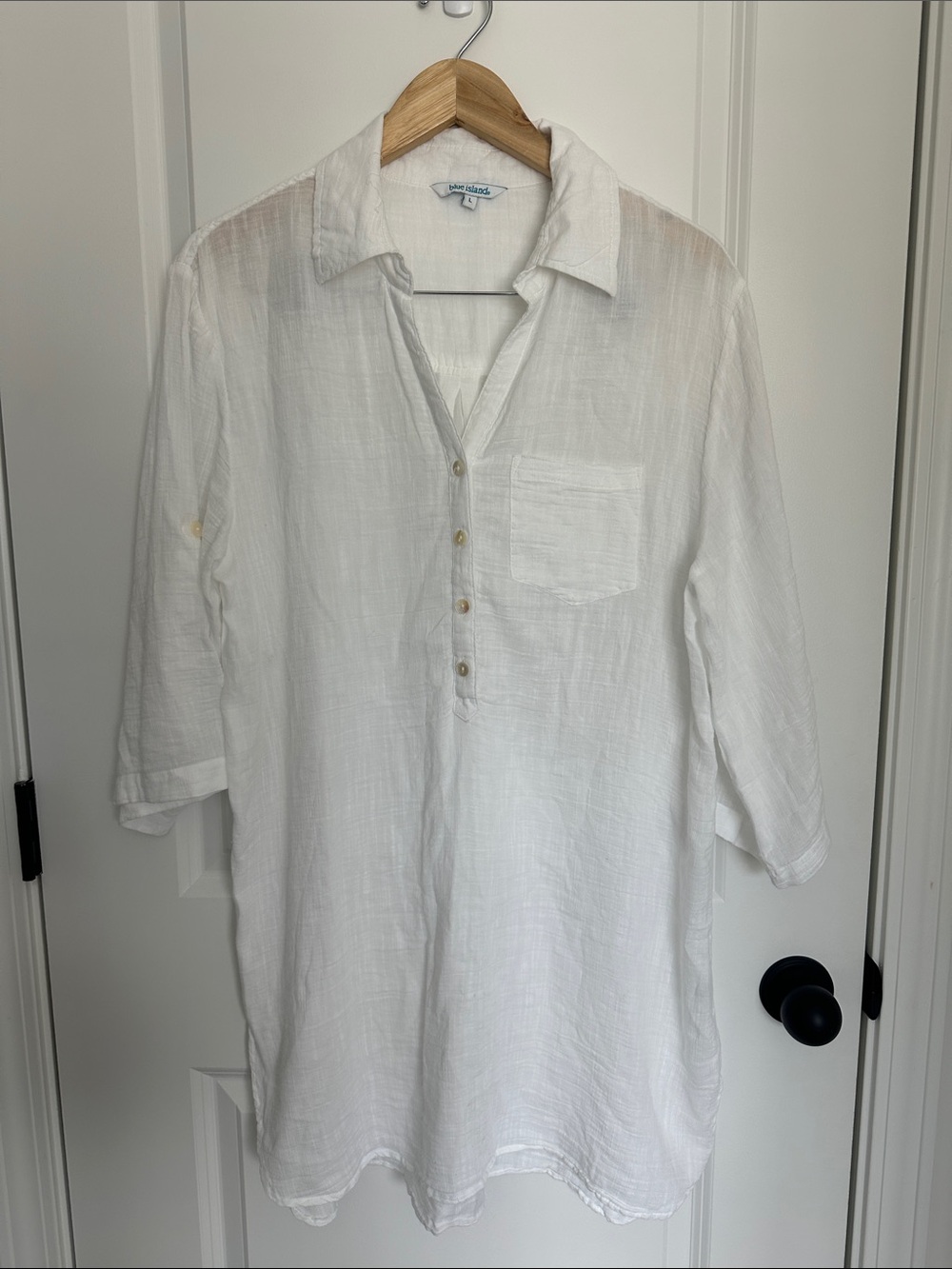 Blue Island Women’s Lightweight Cotton-Blend Swim Coverup White L - Picture 2 of 7